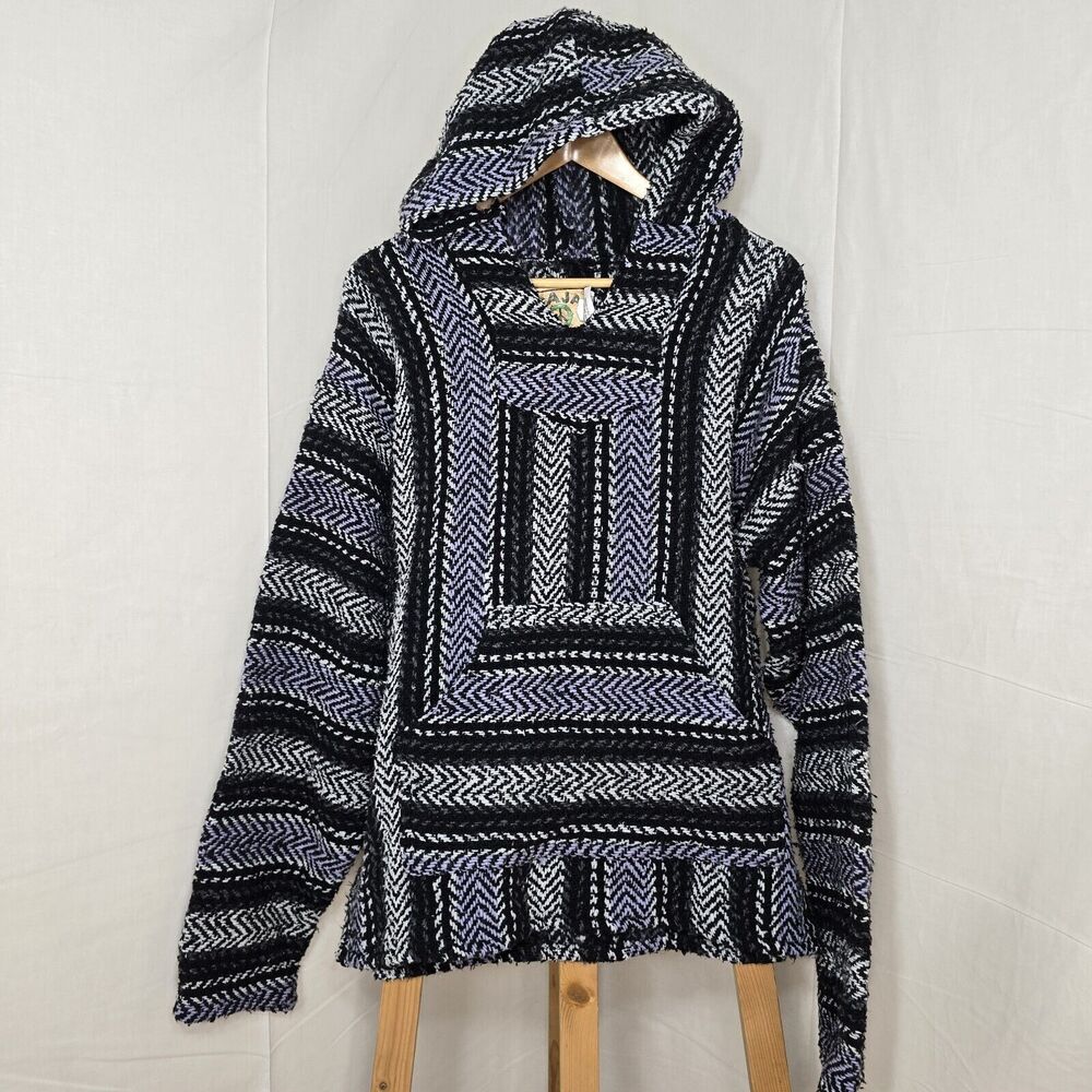 BAJA JOE Hooded poncho Navy Blue/Purple Hoodie. XL.